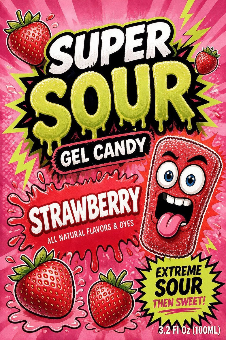 Super Sour Strawberry Gel Candy